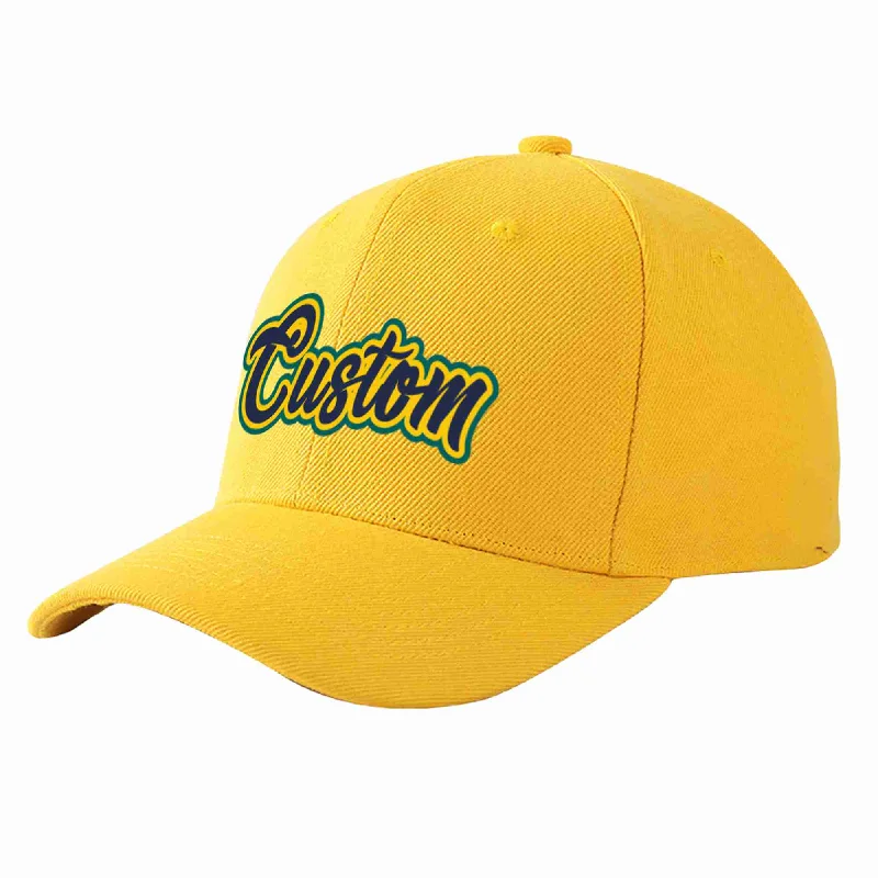 Custom Gold Navy-Gold Curved Eaves Sport Baseball Cap Design for Men/Women/Youth