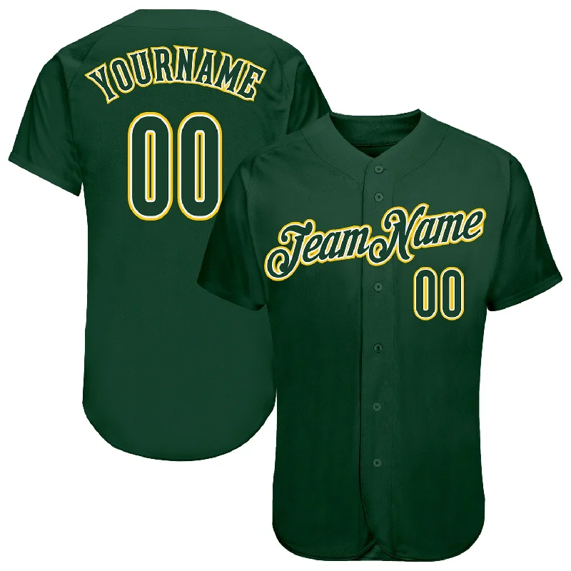 Custom Green Green-Gold Authentic Baseball Jersey