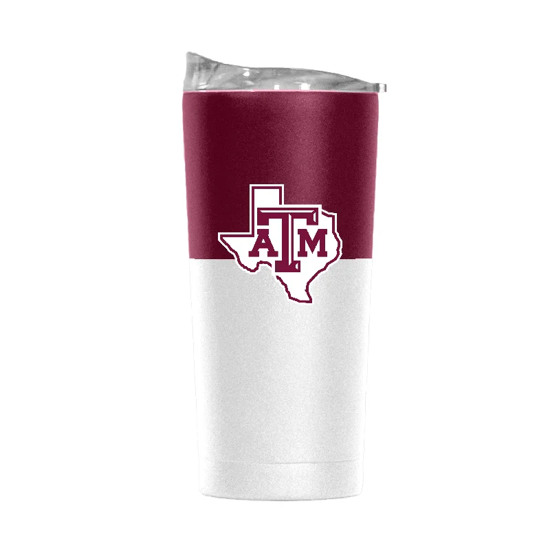 Texas A&M 20oz Colorblock White Powder Coat Tumbler