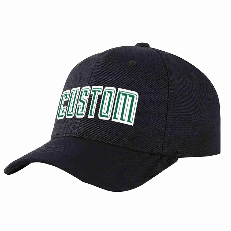 Custom Black Kelly Green-White Curved Eaves Sport Baseball Cap Design for Men/Women/Youth