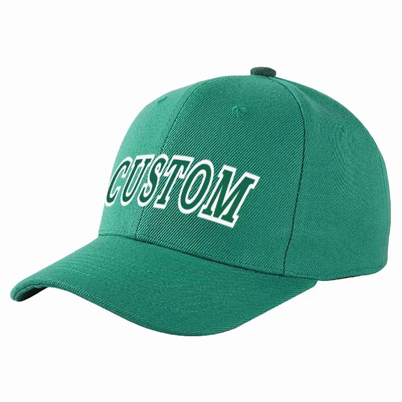 Custom Light Green Kelly Green-White Curved Eaves Sport Baseball Cap Design for Men/Women/Youth