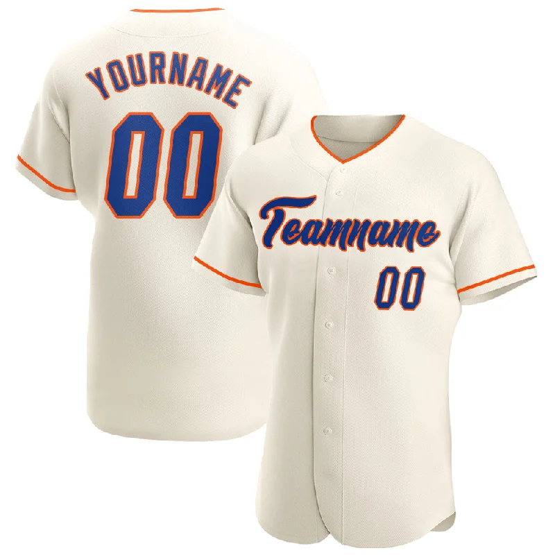 Custom Cream Royal-Orange Authentic Baseball Jersey