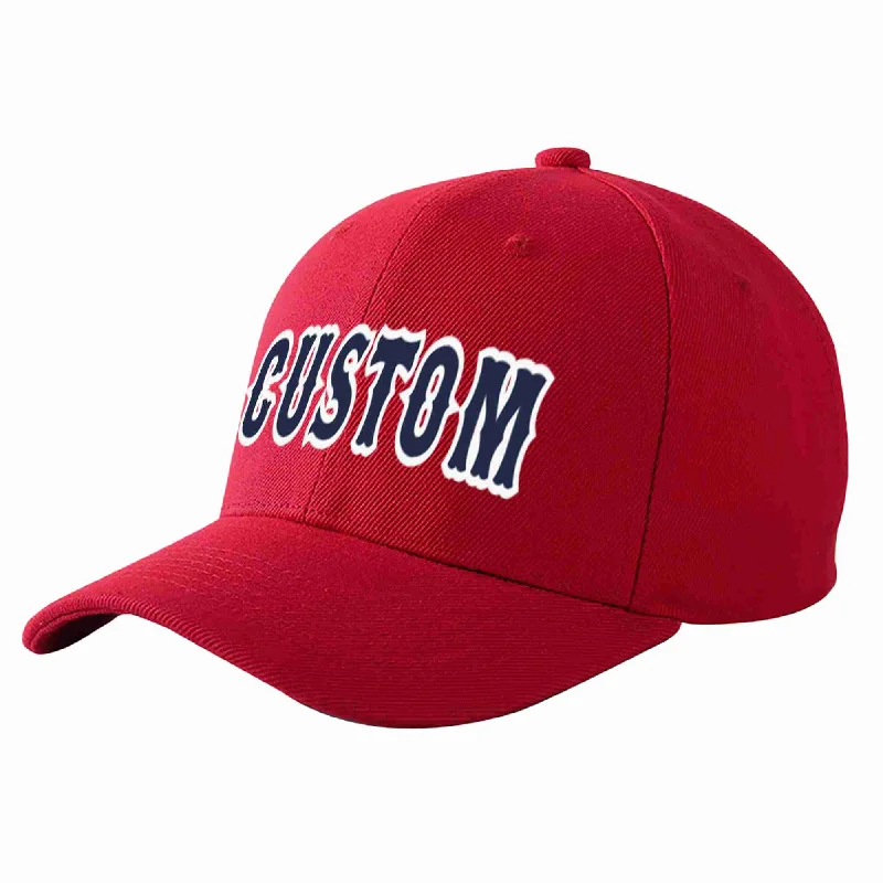 Custom Red Navy-White Curved Eaves Sport Baseball Cap Design for Men/Women/Youth