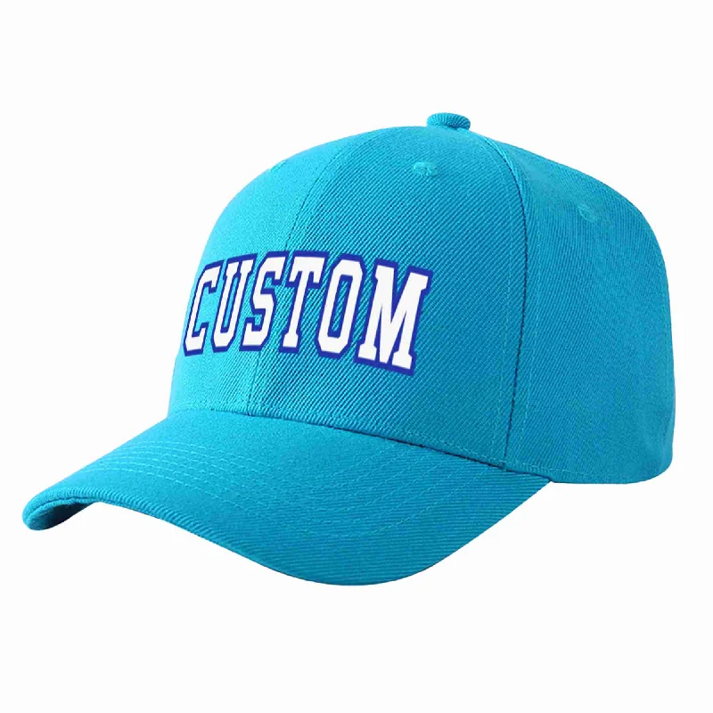 Custom Aqua White-Royal Curved Eaves Sport Baseball Cap Design for Men/Women/Youth