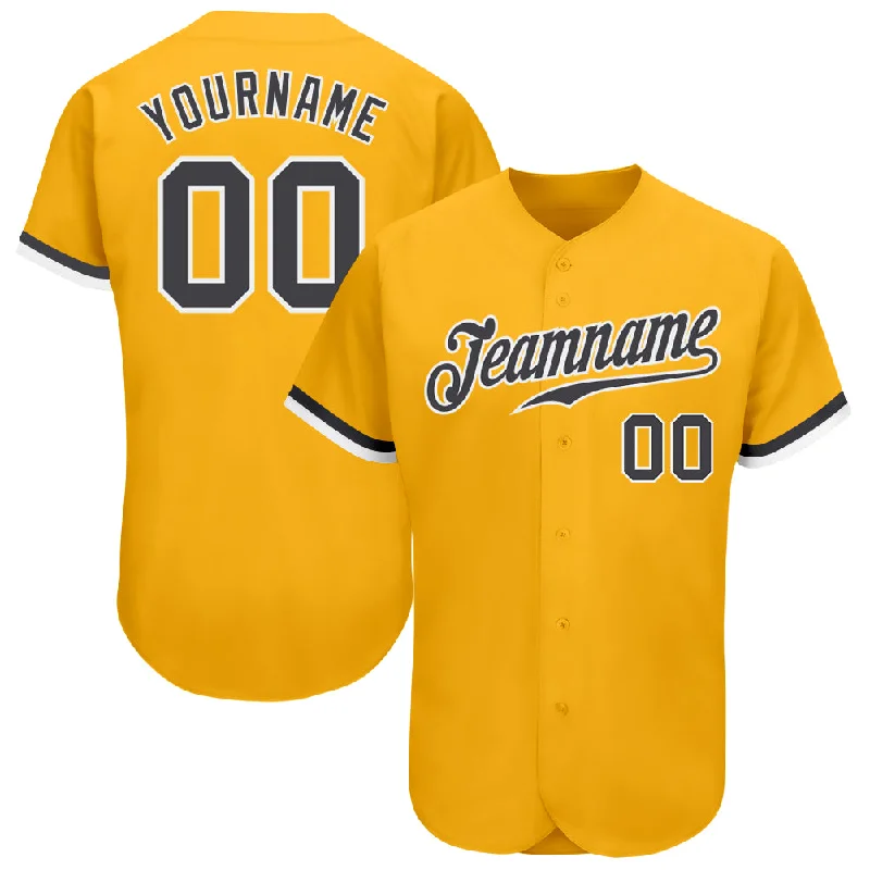 Custom Gold Steel Gray-White Authentic Baseball Jersey