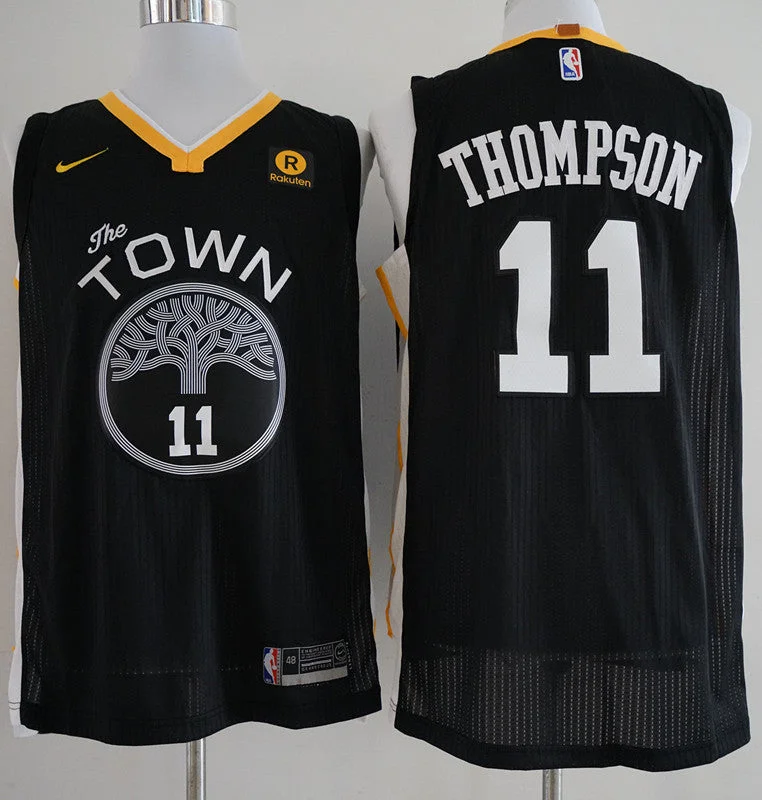 Warriors 11 Klay Thompson Black The Town Statement Edition Authentic Basketball Jersey