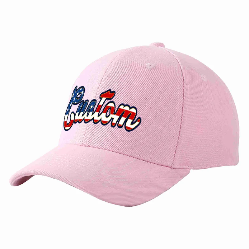 Custom Pink Vintage USA Flag-Gold Curved Eaves Sport Baseball Cap Design for Men/Women/Youth