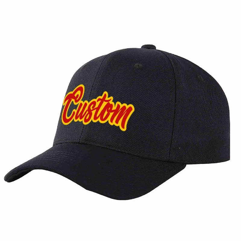 Custom Black Red-Yellow Curved Eaves Sport Baseball Cap Design for Men/Women/Youth