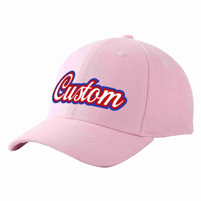 Custom Pink White-Red Curved Eaves Sport Baseball Cap Design for Men/Women/Youth