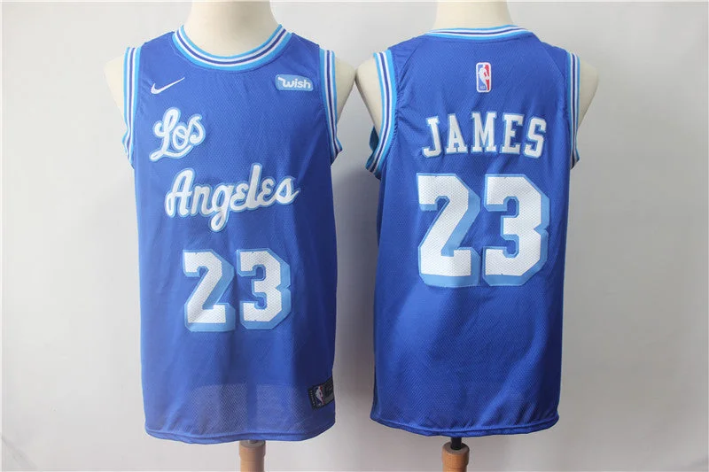 Lakers 23 Lebron James Blue Throwback Swingman Basketball Jersey