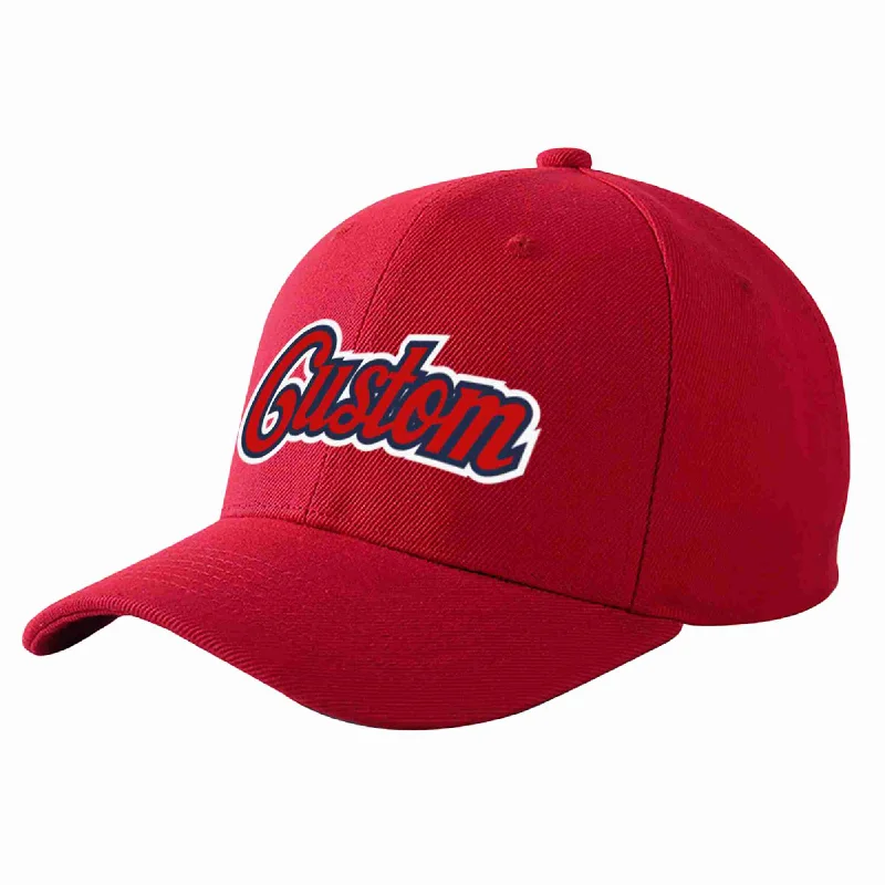 Custom Red Red-Navy Curved Eaves Sport Baseball Cap Design for Men/Women/Youth