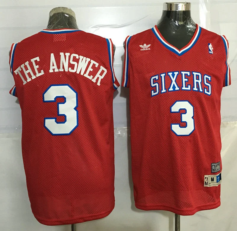 76ers 3 The Answer Red Hardwood Classics Basketball Jersey