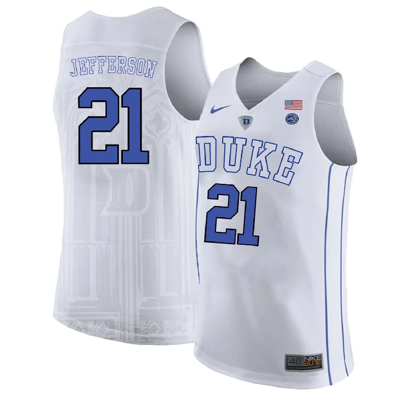 Duke Blue Devils 21 Amile Jefferson White College Basketball Basketball Jersey