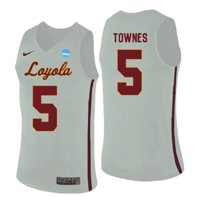 Loyola (Chi) Ramblers 5 Marques Townes White College Basketball Basketball Jersey