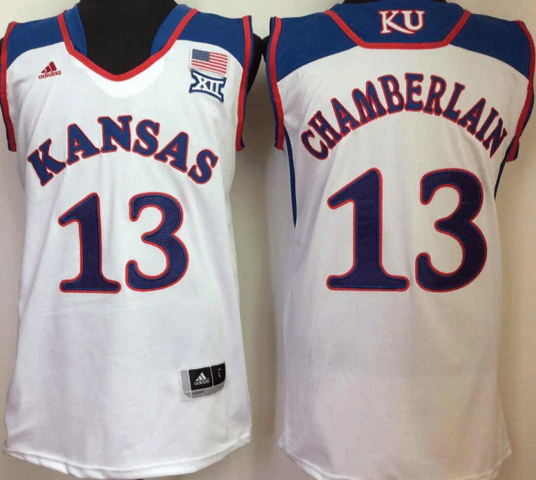 Kansas Jayhawks 13 Wilt Chamverlain White College Basketball Basketball Jersey