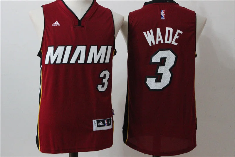 Heat 3 Dwayne Wade Red Swingman Basketball Jersey