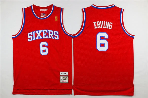 76ers 6 Julius Erving Red 1982 83 Hardwood-Classics Basketball Jersey