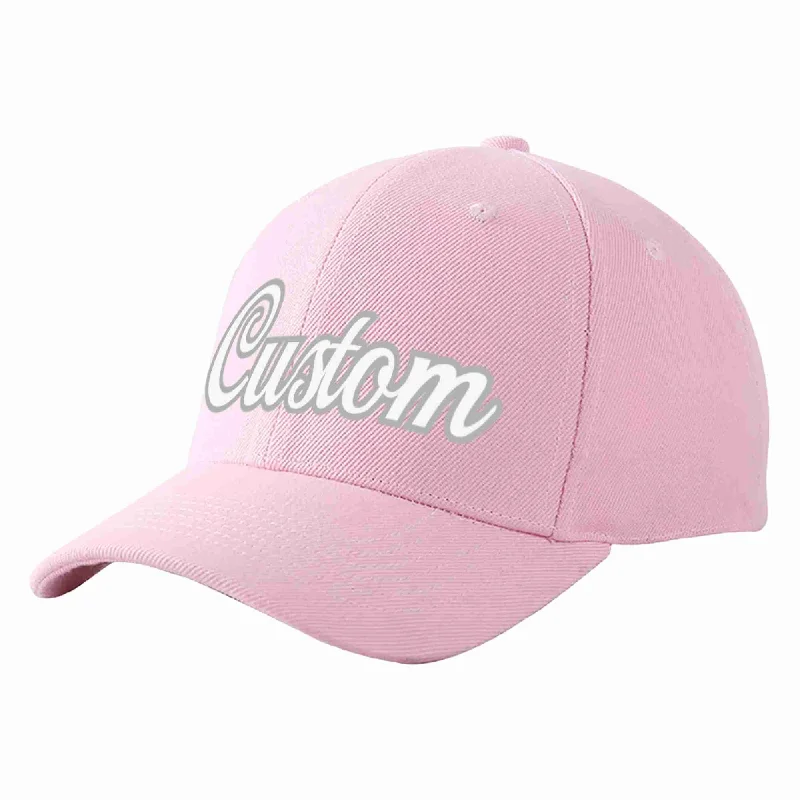 Custom Pink White-Gray Curved Eaves Sport Baseball Cap Design for Men/Women/Youth