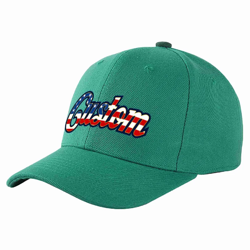 Custom Light Green Vintage USA Flag-Gold Curved Eaves Sport Baseball Cap Design for Men/Women/Youth