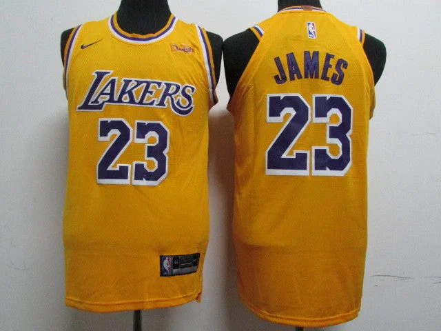 Lakers 23 Lebron James Gold 2018-19 Authentic Basketball Jersey