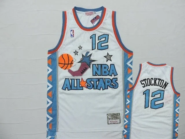 1996 All Star 12 John Stockton White Hardwood Classics Basketball Jersey