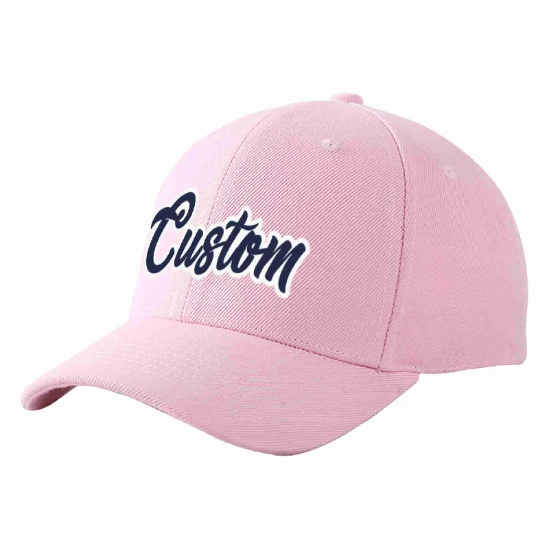 Custom Pink Navy-White Curved Eaves Sport Baseball Cap Design for Men/Women/Youth