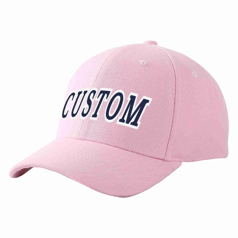 Custom Pink Navy-White Curved Eaves Sport Baseball Cap Design for Men/Women/Youth