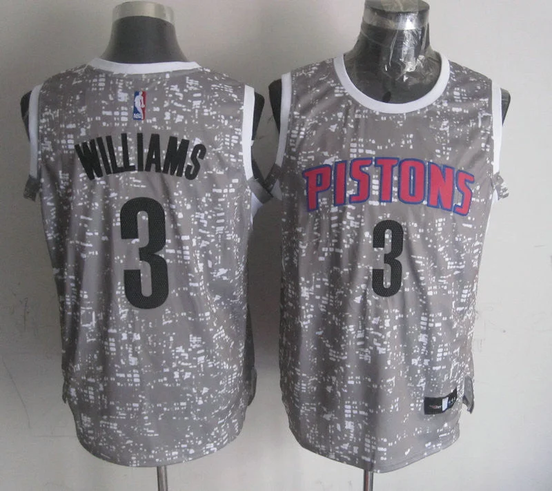 Pistons 3 Shawne Williams Grey City Luminous Basketball Jersey