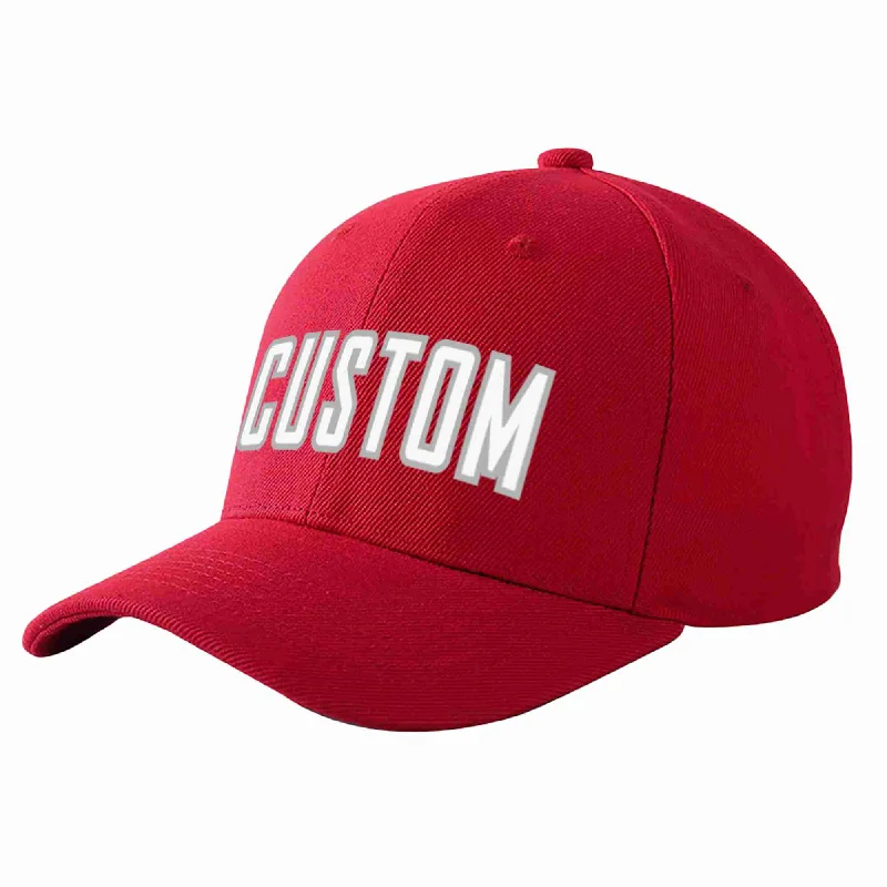 Custom Red White-Gray Curved Eaves Sport Baseball Cap Design for Men/Women/Youth