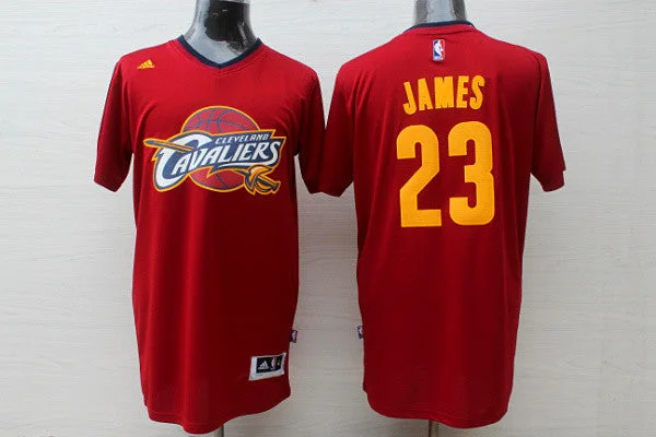 Cavaliers 23 James Red Short Sleeve New Revolution 30 Basketball Jersey