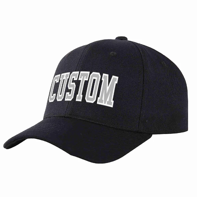 Custom Black Gray-White Curved Eaves Sport Baseball Cap Design for Men/Women/Youth