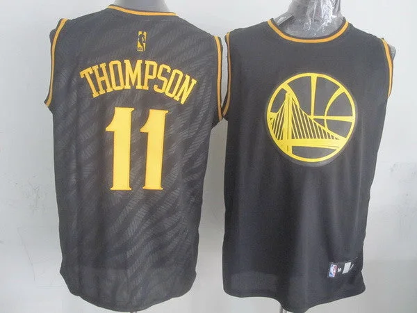 Warriors 11 Thompson Black Precious Metals Fashion Basketball Jerseys