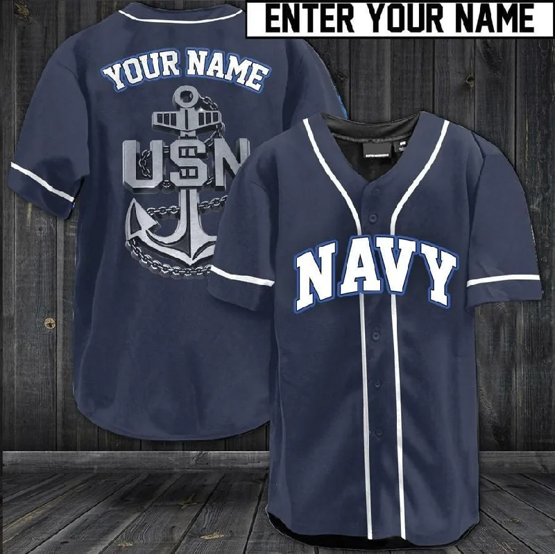 US Navy Simple Personalized Baseball Jersey, Veteran Shirt, US Navy Jersey for Dad