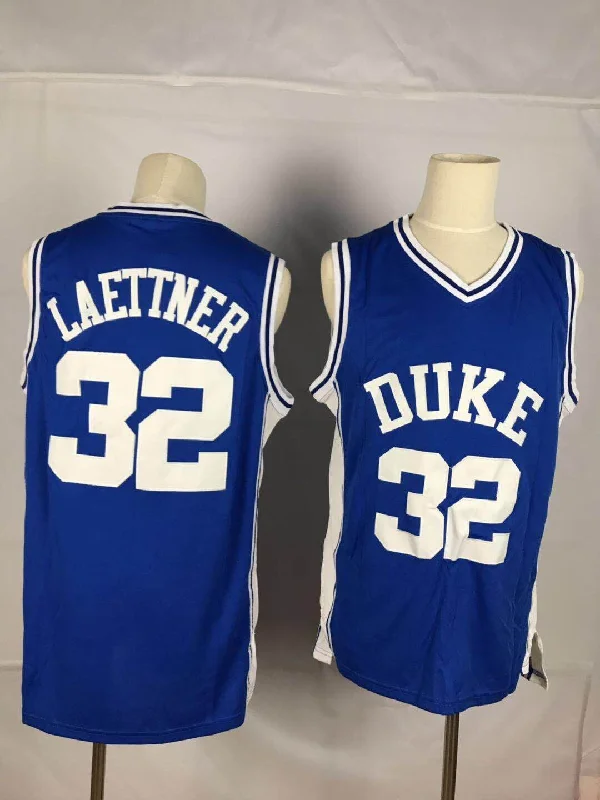 Duke Blue Devils 32 Christian Laettner Blue College Basketball Basketball Jersey