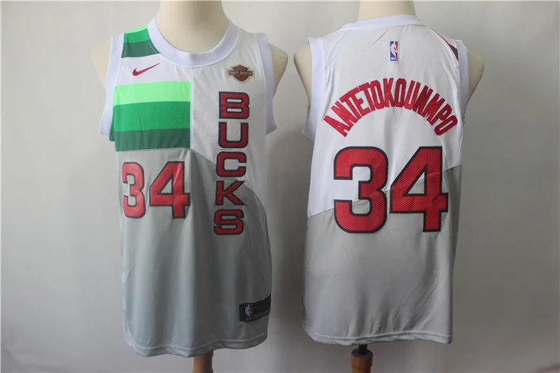 Bucks 34 Giannis Antetokounmpo White 2018-19 Earned Edition Swingman Basketball Jersey