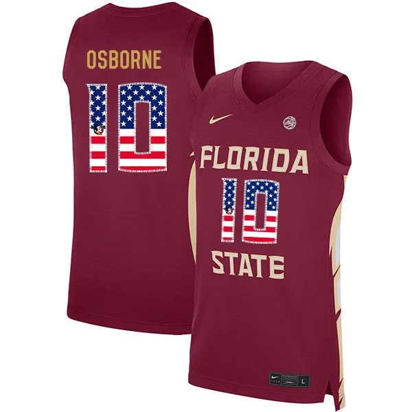 Florida State Seminoles 10 Malik Osborne Red USA Flag Basketball College Basketball Jersey