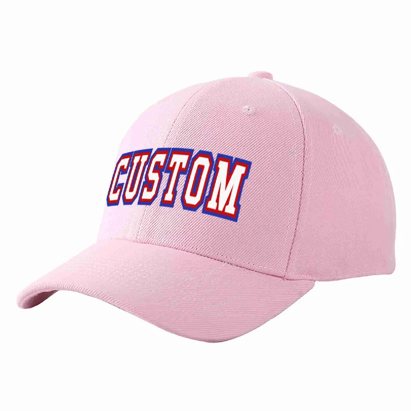 Custom Pink White-Red Curved Eaves Sport Baseball Cap Design for Men/Women/Youth