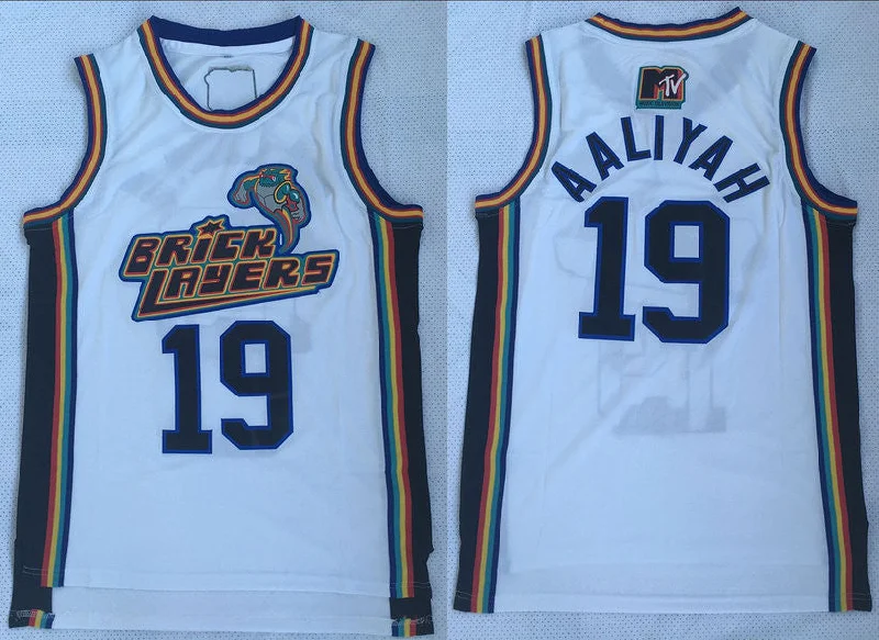 Brick Layers 19 Aaliyah White Stitched Movie Basketball Jersey