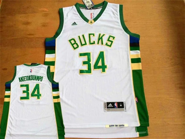 Bucks 34 Antetokounmpo White New Revolution 30 Basketball Jersey