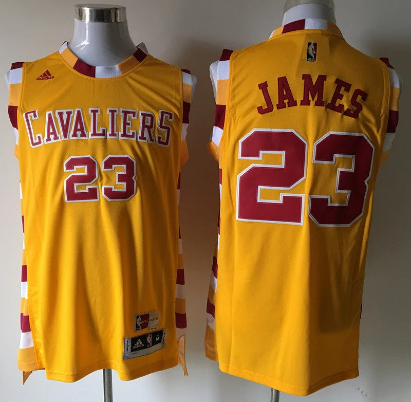 Cavaliers 23 Lebron James Gold Throwback Swingman Basketball Jersey