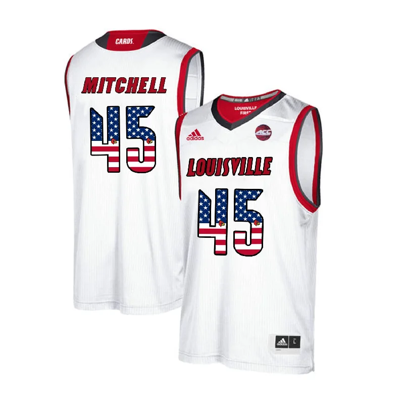 Louisville Cardinals 45 Donovan Mitchell White USA Flag College Basketball Basketball Jersey