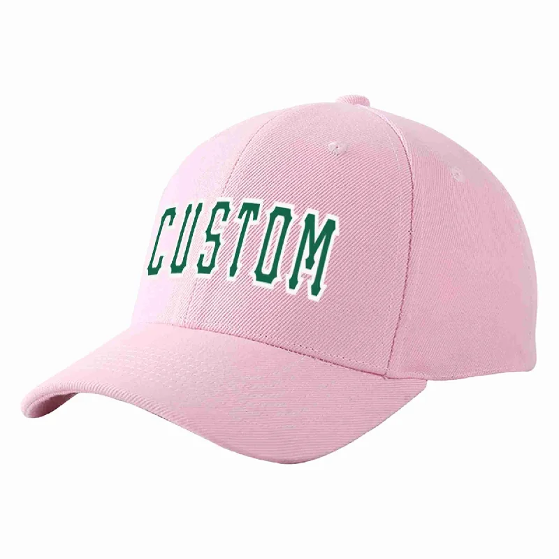 Custom Pink Kelly Green-White Curved Eaves Sport Baseball Cap Design for Men/Women/Youth