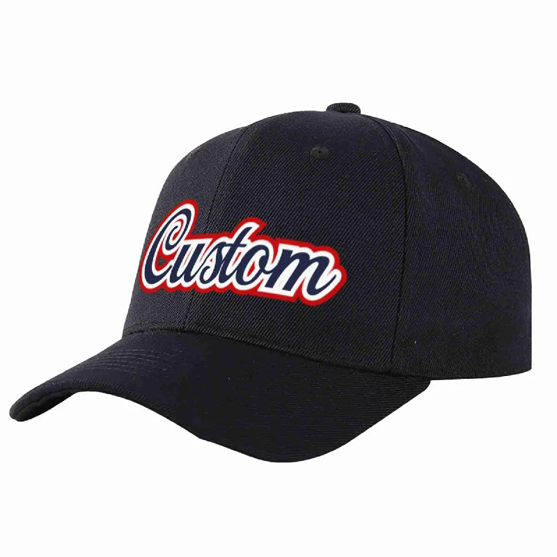 Custom Black Navy-White Curved Eaves Sport Baseball Cap Design for Men/Women/Youth