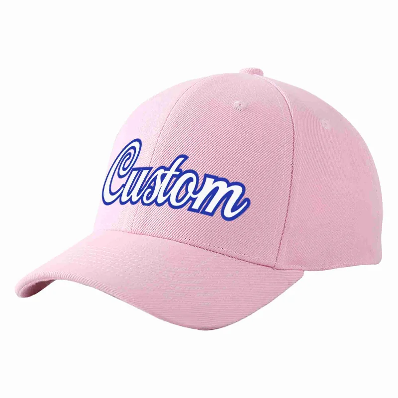 Custom Pink White-Royal Curved Eaves Sport Baseball Cap Design for Men/Women/Youth