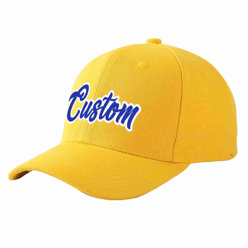 Custom Gold Royal-White Curved Eaves Sport Baseball Cap Design for Men/Women/Youth