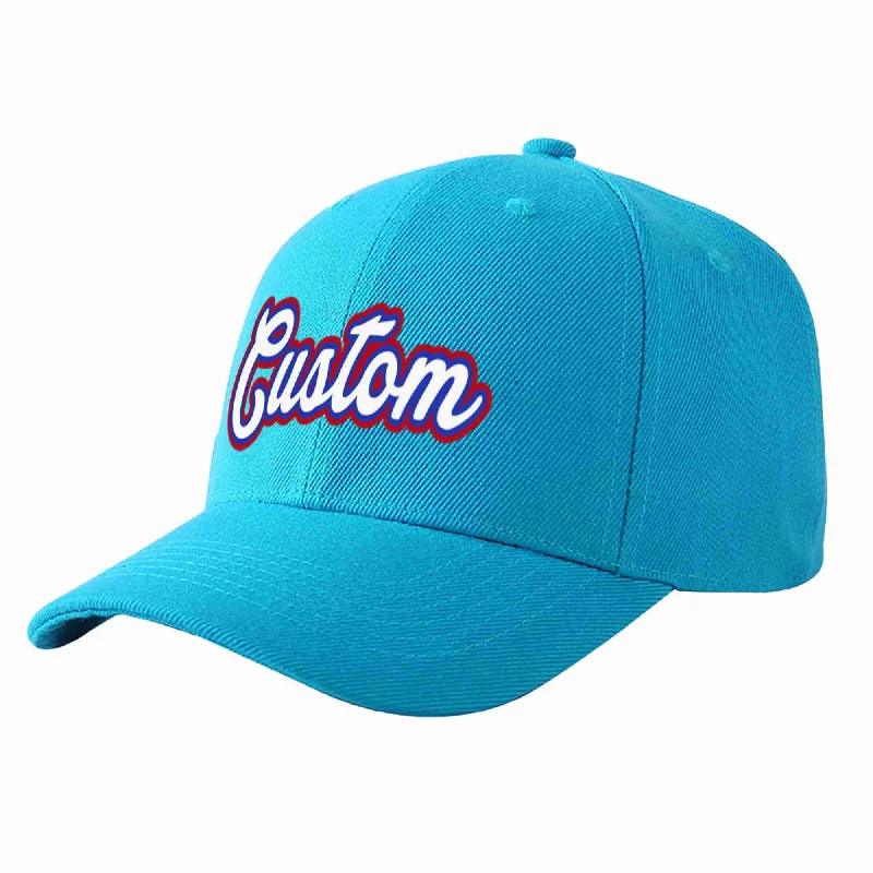 Custom Aqua White-Royal Curved Eaves Sport Baseball Cap Design for Men/Women/Youth