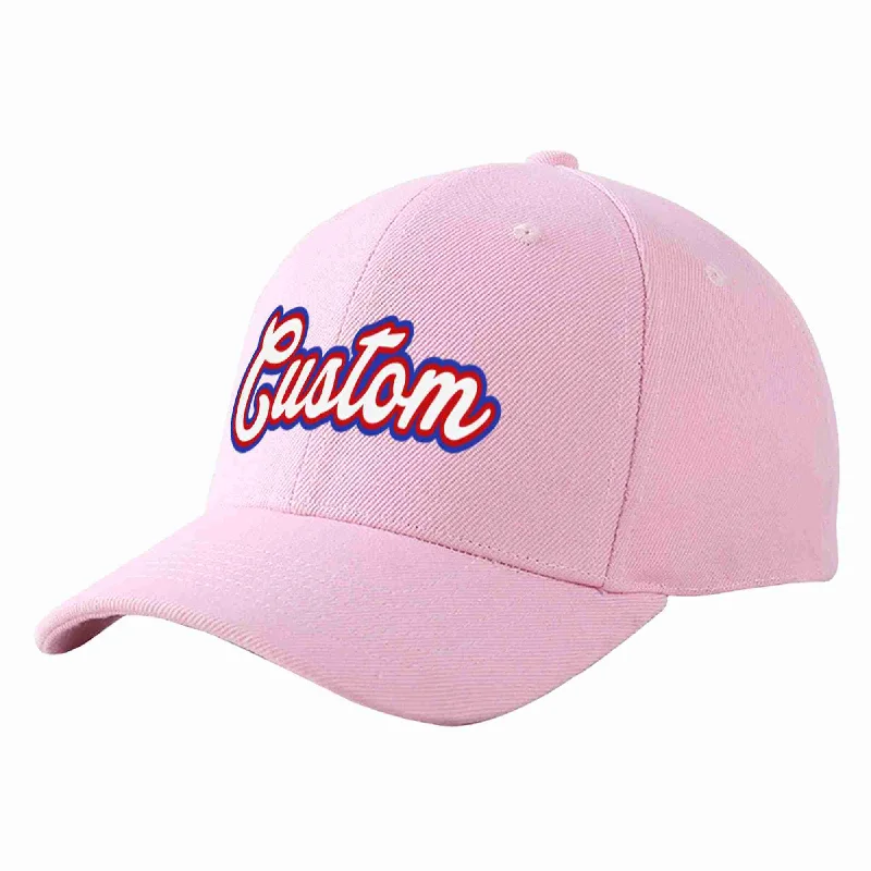 Custom Pink White-Red Curved Eaves Sport Baseball Cap Design for Men/Women/Youth