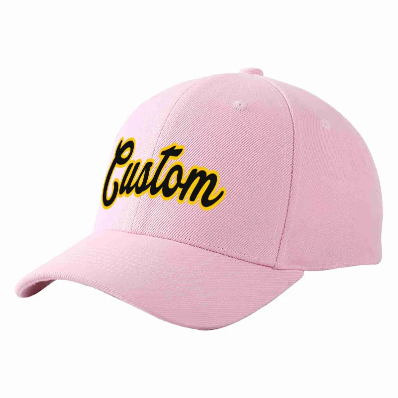 Custom Pink Black-Gold Curved Eaves Sport Baseball Cap Design for Men/Women/Youth