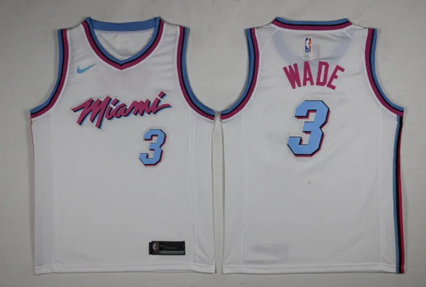 Heat 3 Dwyane Wade White City Edition Swingman Basketball Jersey