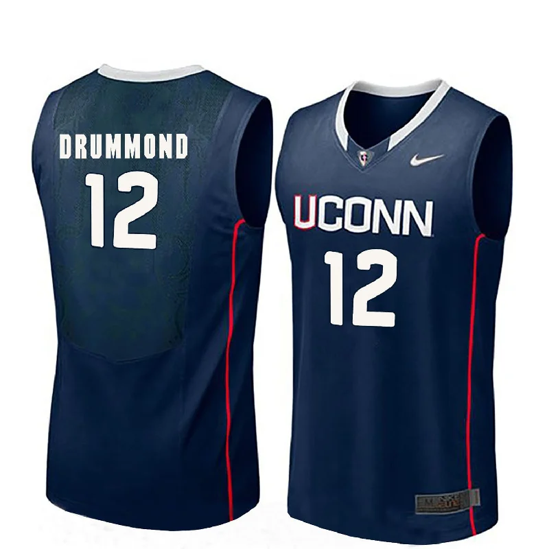 UConn Huskies 12 Andre Drummond Navy College Basketball Basketball Jersey